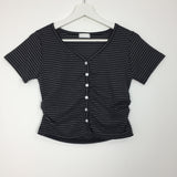 Striped V-neck Short Sleeve (2color)