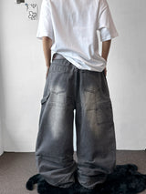 Kuchi Side Carpenter Zip Wide Balloon Pants 3color