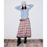 Overlay Panel Stripe Shirt [Vintage blue]