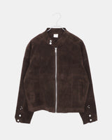 Apit Suede High-Neck Stud Seam Long Sleeve Jacket