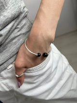 [925silver] Two ball onyx bangle