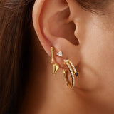 ラージオーバル 925 シルバー + 14k ゴールドプレーティングフープリングイヤリング E059-08G