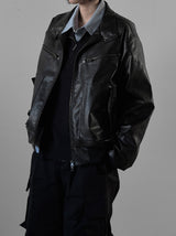(unisex) Lumiere Overfit Leather Jacket