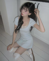 [MADE] Viola Lace Shirred Mini Dress