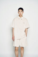 25SS TERRY LOGO EMBO SHORT SLEEVE COLLAR T-SHIRT LIGHT BEIGE
