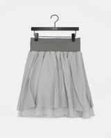 Luri Stripe Color Banding Chiffon Double Midi Flared Skirt