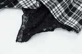 チェックレースレイヤードミニスカート233517218