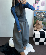 ストリング🩶ピグメントトラックロングパンツ 🩶🤎🖤3カラー