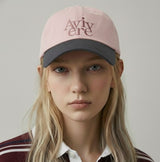 Avivere lettering cap denim pink brown
