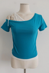 デュアルトーンアシンメトリーTシャツ (4COLORS!)