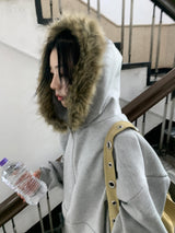 ソフトファー ジップアップ フーディー