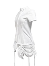  CURVED ZIP-UP SHIRT WITH LAYER . WHITE