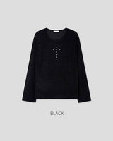 (UNISEX) リベット リブ ロングスリーブ