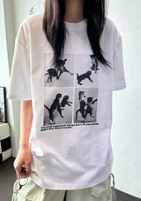 ジュジュ フォーセクション ブラックホワイト オーバーサイズTシャツ - 4カラー