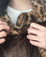 Rotel Leopard Fur Corduroy Jacket