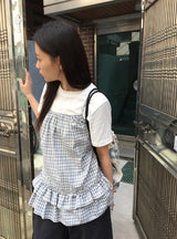 ユハリチェックティアードビスチェキャミソールブラウス