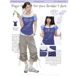 BETWEENAND “Magic Vine” Summer Lightweight Millennium Two-Piece Women’s Oversized-Neck Raglan Sleeve T-Shirt
