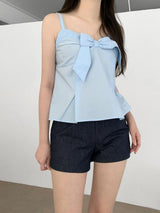 pintuck short denim pants