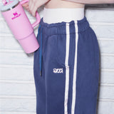 [RE] SWEET RIBBON SWEAT PANTS - NAVY/PINK