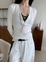 Secret Slim Fit Button Rib Knit & Lace Bra 2pcs