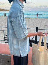 ASCLO Summer Denim Roll Up Shirt (2color)