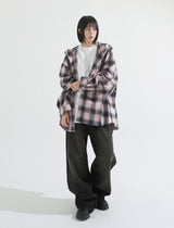Big over hood check shirt