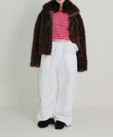 Rachel Two-Belt Detail Short Length Fur Jacket (Lining Quilted)