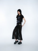 SILHOUETTE RUFFLE MAXI SKIRT [BLACK]