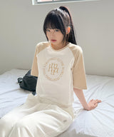 STITCH LOGO RAGLAN HALF T-SHIRT [3color]