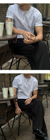 [S/S] スタンダード マッスル ヘンリーネック ハーフTシャツ(10color)