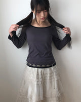 Patin Boat Neck 7-Sleeve Color-Blocked T-Shirt