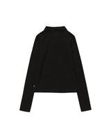 クロスボタンカラーストライプロングスリーブ_ブラック
