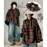 Paden thick boxy fleece checkered collar sweatshirt