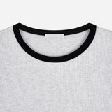 Grid Crop Waffle Ringer Tee
