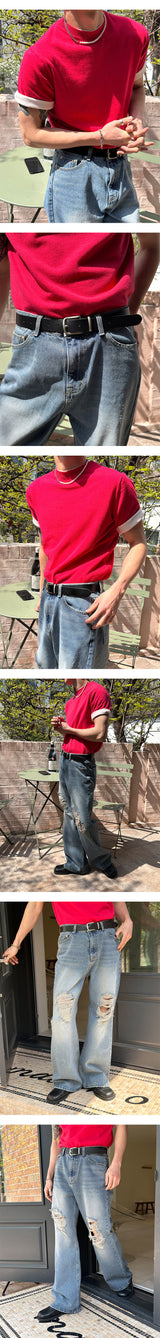 [Unisex] ティンウォッシングブーツカットデニムパンツ