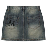 CRAIL BACK POCKET BIG LOGO DENIM SKIRT (2Color)