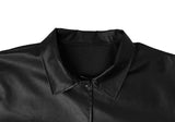 Tsurem Button Collar Half Leather Jacket