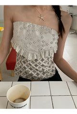 Punching Detail Paisley Sleeveless Tube Top