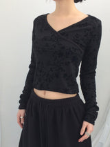Floral cross-neck top