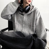 Ond Cropped Pocket Hooded Knit Cardigan