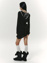 TWIST FRILL SKIRT BLACK