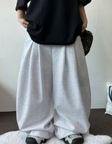 TWO DOUBLE PINTUCK BALLOON WIDE LONG PANTS 🤍🩶🖤3COLOR
