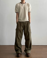 Tonal Layered Henley Neck Knit