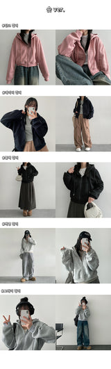 [Short and long 2 versions *Special gift!] Fluff Hooded Zip-Up Jk