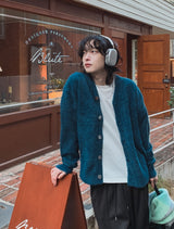 Por Angora V-neck Cardigan