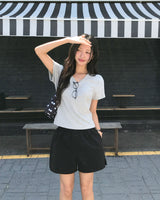 [MADE/S,M] ベーシックレーヨンVネック半袖Tシャツ