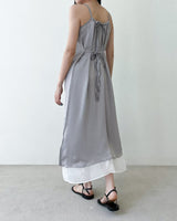 Pulse satin layered shirring one-piece