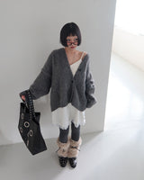 Mohair wool knitwear oversized-fit cardigan