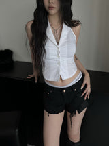 y2k back slit halter vest