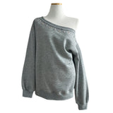 City Metal Eyelet One Off-Shoulder Brushed Sweatshirt